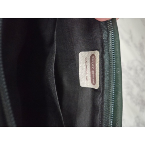 Vintage 1970s Dark Green Leather Clutch Shoulder Bag - Picture 5 of 8